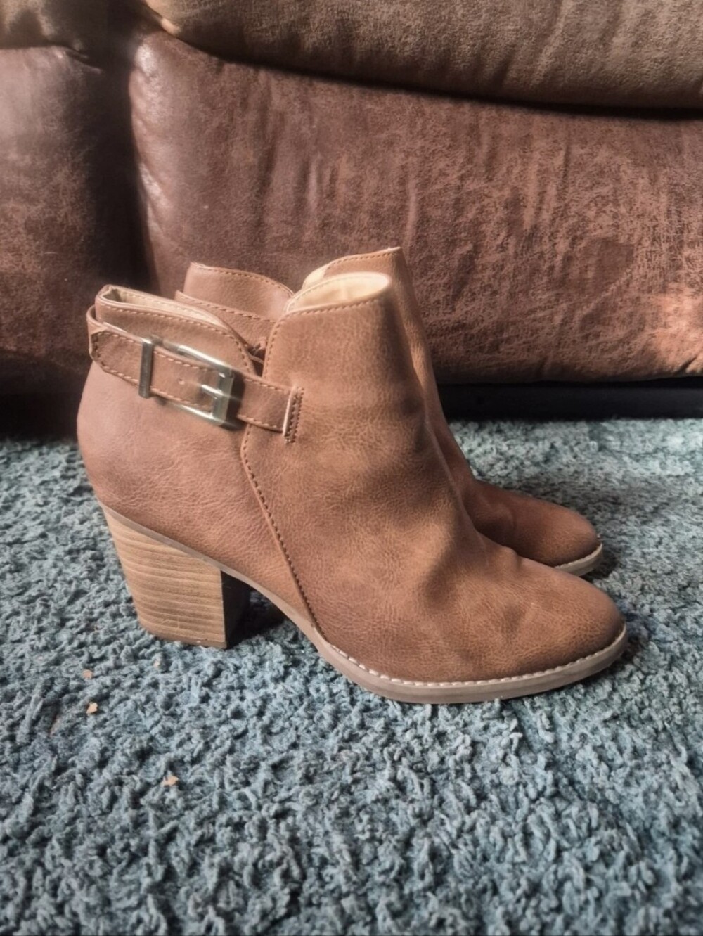 Express Tan Brown Faux Leather Booties 8